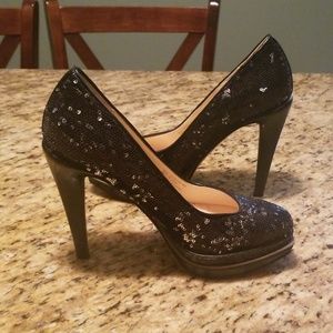 Cole Haan NWOT Nike Air Chelsea Black Sequin Heels